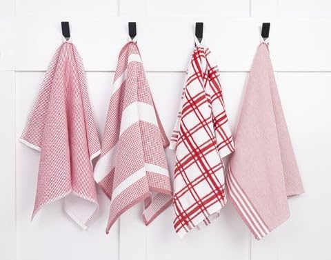 MÜkitchen Premium Kitchen Towels, 20x30 inches, 100% Cotton, Set of 4 (Crimson) - Image 2