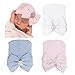 DRESHOW BQUBO Newborn Hospital Hat Infant Baby Hat Cap with Big Bow Soft Cute Knot Nursery Beanie Pack 3