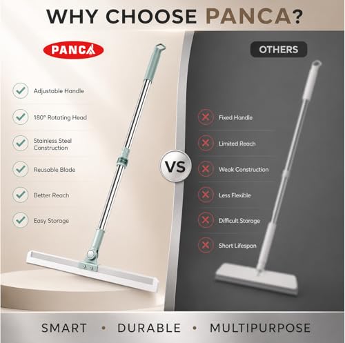 Image of PANCA Floor Cleaning Mop, Long Handle Wet & Dry Wiper for Home & Tiles