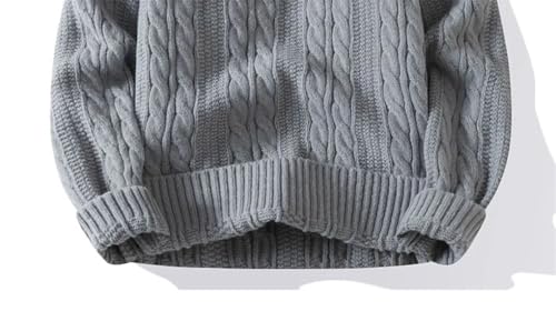 Men's Solid Color Long-Sleeved O-Neck Loose Casual Slightly Elastic Stitching Sweater3