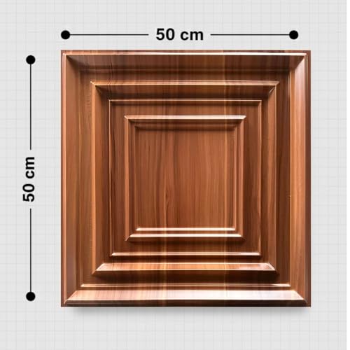 Image of Kayra Decor 3D PVC Wall Panels for Bedroom & Living Room | Frame Design |Wooden Color | 19.7 x 19.7 Inch | Pack of 12 | 32.28 Sq Ft