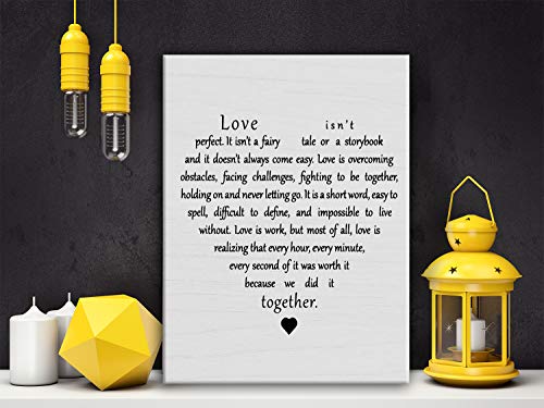 Love Isn't Perfect Poster Canvas Wall Art For Home/Bedroom/Living Room Decor - Love Canvas Print Wall Art Painting Ready To Hang Gifts For Anniversary Marriage Wedding - Easel & Hanging Hook 11.5X15 Inch #TOP3