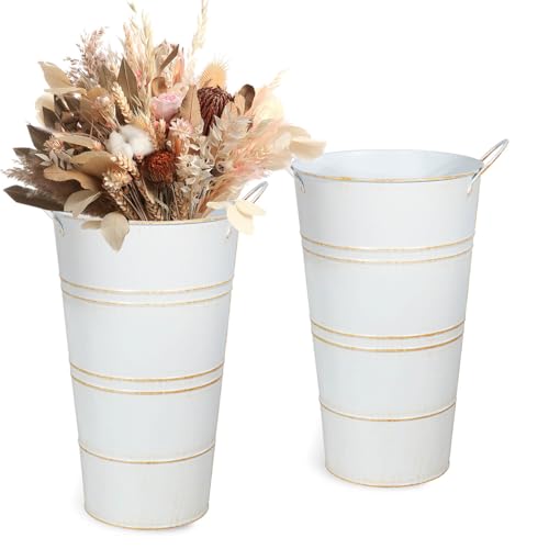 12 Inch Galvanized Metal Vases for Flowers