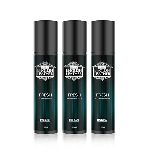 Image of Next Care English Leather Fresh No Gas Perfumed Body Spray for Men & Women | Citrus Woody Fragrance with Grapefruit, Mandarin & Sandalwood Notes | Deodorant Spray | Pack of 3 x 120 ml