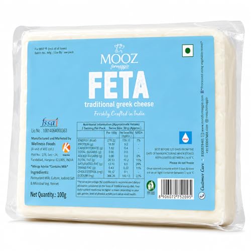 Image of Mooz Feta Cheese - High Protein, Low Salt | Made from Pure Cow Milk | 100g