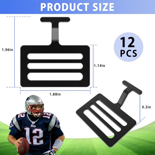 Fengone 12 Pcs 1.5\'\'Shoulder Pad with T-Hook Metallic Football Pad T Hook Black - Thumbnail 3