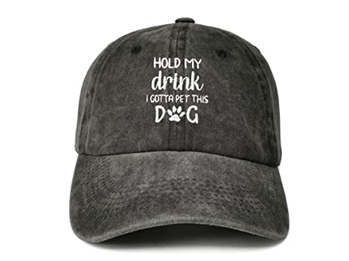 Enodtter Hold My Drink I Gotta Pet This Dog Hat for Men Women, Embroidered Adjustable Trucker Hats Snap Back Cotton Dad Hat
