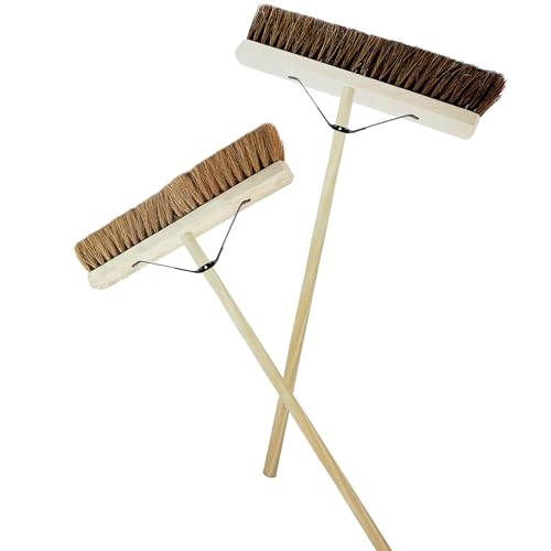 Sweeping Broom Soft Or Hard Bristle With Handle Perfect For The Garden Yard Or Garage (1, 24" Coco Soft Bristle)