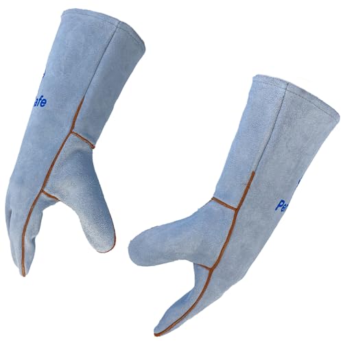 Image of PerfeSafe Welding Gloves 16 Inches, Heat Resistant 932℉ Leather Welding Gloves for MIG, TIG, Stick, Long Sleeve Grill Gloves for Welding, Fireplace, BBQ, Oven, Furnace, Wood Stove, Animal Handling