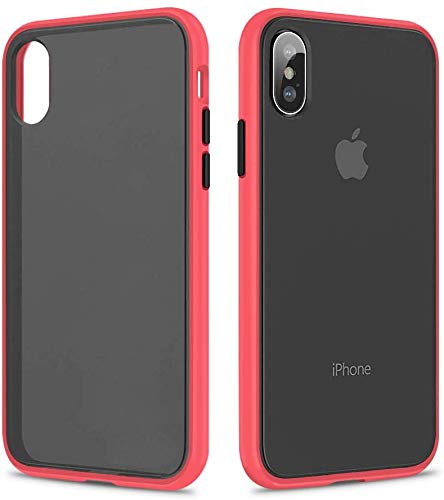 vaku luxos® apple iphone x cover Plastic translucent armor Plastic with vibrant color buttons back cover Plastic - red