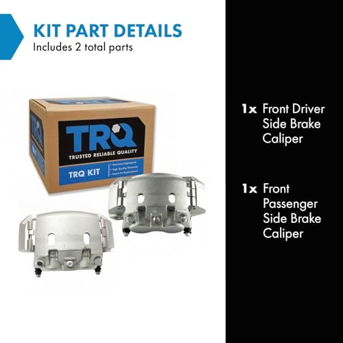 Image of TRQ Front Driver and Passenger Side Brake Caliper Set Caliper Brackets Hardware Compatible with 03-08 Dodge Ram 2500 03-08 Ram 3500 06-08 1500 with 8 Lug Wheels 03 3500 Van