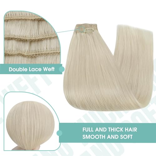 YoungSee Clip in Hair Extensions Real Human Hair Blonde 12 inch 80g Clip in Human Hair Extensions Platinum Blonde Clip in Extensions White Blonde for Women Short Straight 7Pcs - Image 3