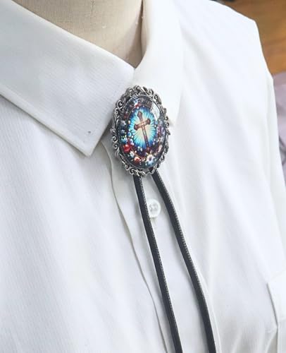 Image of PEARLY JUN Bolo Tie for Women Men Flower Rose Western Cowboy Brown Leather Country Style String Vest Gifts