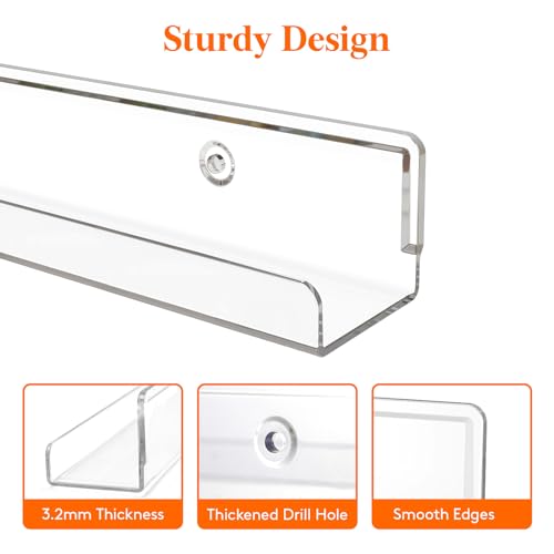 Image of Lifewit Narrow Acrylic Floating Shelves for Vinyl Record 12 inch, Clear 4 Pack