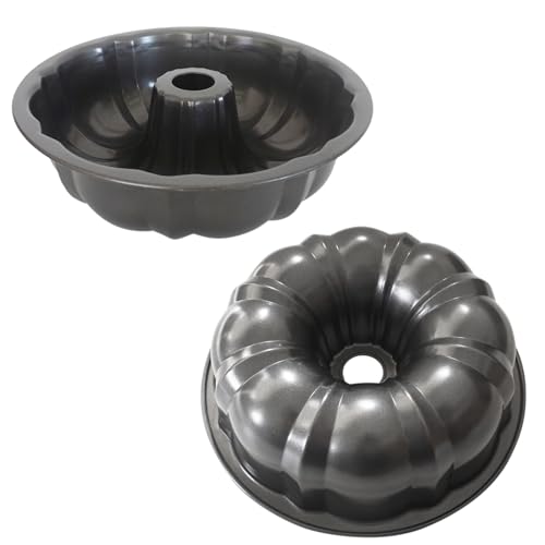 Proshopping 7 Inch Cake Pan Carbon Steel Fluted Tube Pan Nonstick Gugelhupf Cake Mold Medium Size Round Baking Tin for Homemade Pound Cakes Jello Gelatin - 2 Packs