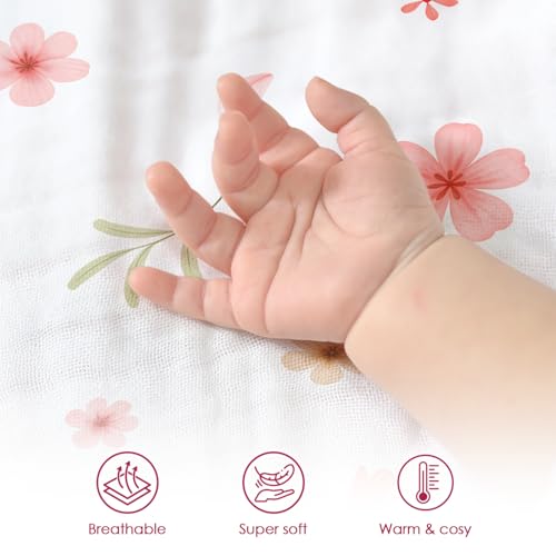 Image of Floral Baby Blankets for Girls Newborn, Soft Nursery Minky Blankets with Muslin and Dotted Fleece Back 30x40 inches, Receiving Bed Quilt for Infants, Toddlers