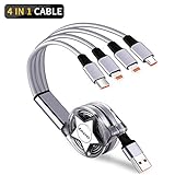 ✋【4-IN-1-USB-KABEL】: Ein USB-Ladekabel = 4 Ladekabel! Das neue 4-in-1-Multiladekabel mit ausziehbarem (2 iPhone-Ladekabel / Lightning / iOS + USB C + Micro-USB-Kabel / Android) Design zum Aufladen der meisten Mobiltelefone auf dem Markt. Hot Swap wird unterstützt. (Nur Aufladen, keine Datenübertragung)