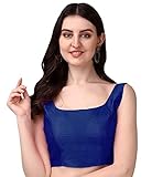 Anantdiva Women's Silk Saree Blouse Readymade Indian Bollywood Style Party Wear Sari Blouse Tunic Top for Saree (Navy Blue, 34)