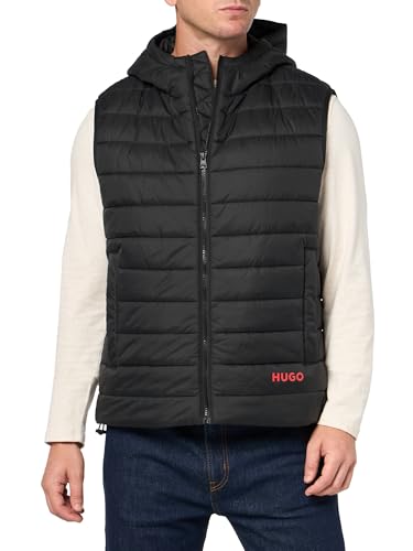 HUGO Mens Contrast Logo Hooded Nylon Padded Vest