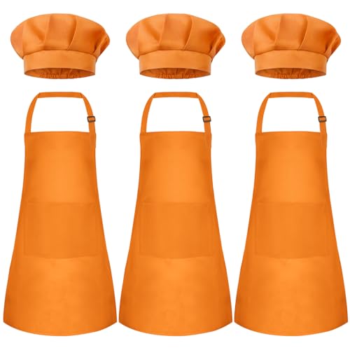 Tablier cuisine enfants avec 2 poches et toque pour éviter les corvées de lessive