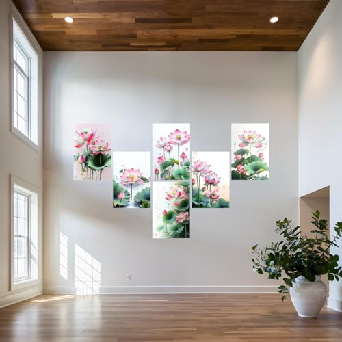 Image of SiddArtify Lotus Flower Wall Art Poster Print Set - Botanical Floral Decor for Bedroom Living Room Office - 12x18 inch Board Pack of 6