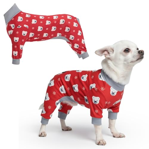 Image of Spark Paws Dog Christmas Pajama, Dog Recovery Suit Male, Onesie, Ultra-Soft and 4-Way Stretch, for Small Medium and Large Breeds - Polar Bear - S