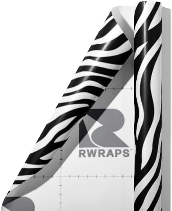 Rwraps White Zebra Gloss Vinyl Film Wrap 59in x 6ft Vinyl Vehicle Car Film Sheet Roll