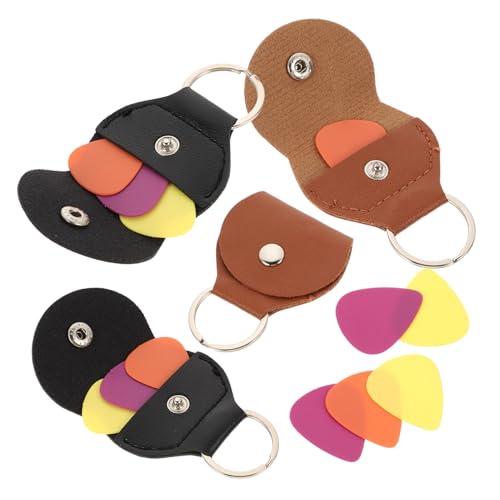 JOINPAYA 1 Set Portable Guitar Plectrum Holder Bag Pick Storage Case with Keychain Includes Guitar Picks Durable Sturdy Ukuleles More