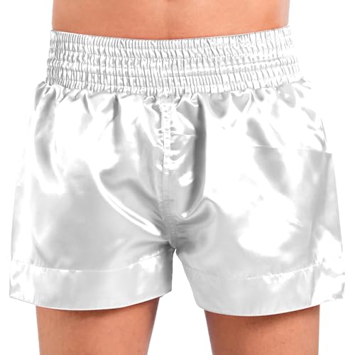 Roar Muay Thai Shorts MMA Gym Boxing Fighting Trunks Kick Martial Arts Gear (White, Medium) - Thumbnail 2