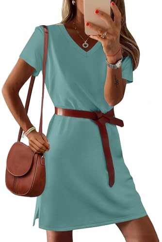 Image of RUMIA Summer Dresses for Women 2026 V-Neck Casual Sundresses T-Shirt Dress