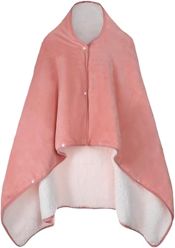 Vista 9 de ITODA Manta para llevar puesta, chal coral, poncho cálido, suave, para ver en frío, TV, sofá, silla, envoltura en casa, oficina, escuela, viajes