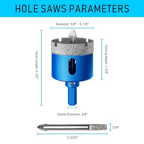 Image of TurstAid Diamond Hole Saw 1-3 /4 Inch with Pilot Guide Drill Bit - Performance Diamond Tile Hole Saw for Porcelain, Glass, Marble, Ceramic