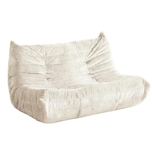 Image of Bean Bag Chair, 2 Seater Lazy Bean Bag Sofa Memory Foam Couch, Giant Bean Bag Chairs for Adults, Loveseat Fireside Chair for Living Room, Bedroom, Office(Beige)