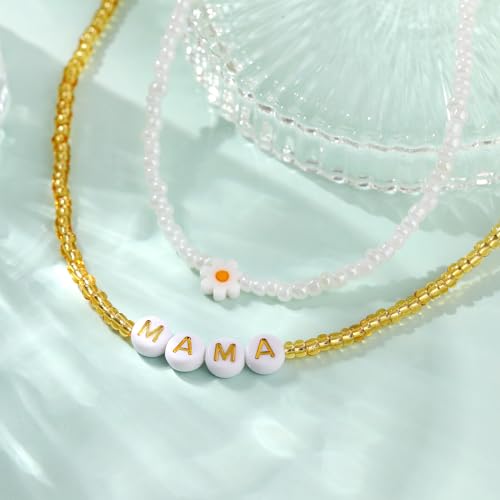 Collier perles marguerite dorée pour le look des futures mamans - 3