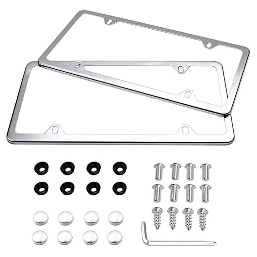 License Plate Frames, Indeed BUY 2 Pcs 4 Holes Slim Stainless Steel Polish Mirror License Plate Frame and Chrome Screw Caps