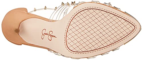 Jessica Simpson Westah Women's Studded Faux Leather Caged Dress Heels Clear 7 #TOP3