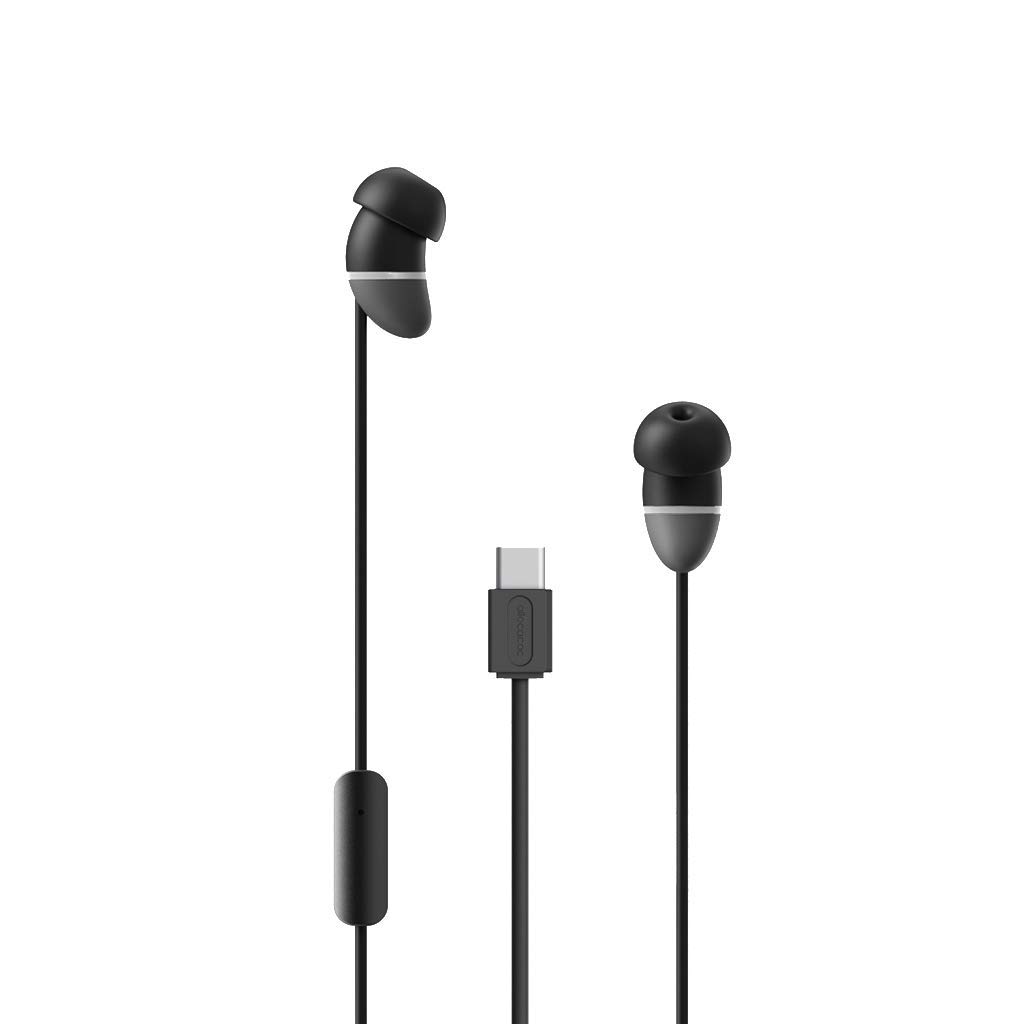 Allocacoc earBeans Wired Earphones Withc Mic,Ergonomic Bean-Shape, Small & Lightweight, 1.2m Long, Grey Colour