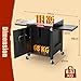 Denmay Grilltischwagen Outdoor Küchenwagen mit 2 klappbaren Seitentischen, Tragbarer Grillwagen für Onni Pizzaöfen, Grillständer für Ninja Woodfire und Weber Q Serie, Praktischer Gartenschrank