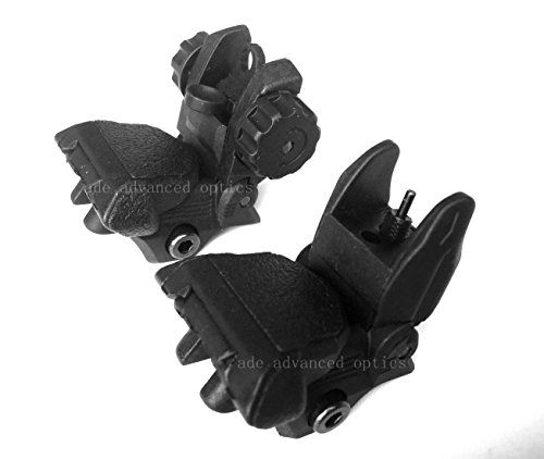 Ade Advanced Optics Tactical Automatic Button Quick Deploy Black Color Front & Rear Flip Push Backup Polymer BUIS Aiming Sights