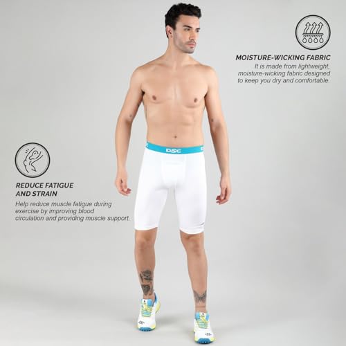 Image of DSC Men's Compression Shorts, Half Tight Athletic Underlayer for Workout, Gym, Sports & Cycling - Breathable Muscle Support