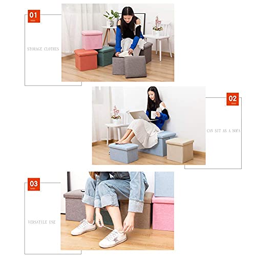 Pouf de rangement pliant et tabouret compact avec couvercle - 4