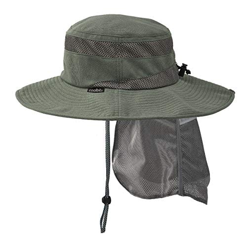 Ice Pocket hat, Stay Cool for Hours, Cooling Hat with Ice Pocket, UV Protection Hat with Flap, US Patented Designed in Japan.US Patent No;9271530 Khaki