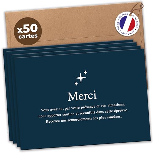 Cartes remerciement deuil haut de gamme papier 400g design sobre