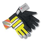 Safety Works C958L Multi-Task Deerskin Glove, Black with Lime Fluorescent Polyester Back, Large