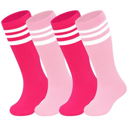 Image of Olreco 4 Pack Kids Soccer Socks Toddler Baseball Socks Youth Boys Football Sock Boys Girls Softball Sock Athletic Accessories