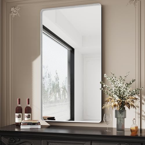 30x55 Silver Bathroom Mirror concave Frame,Wall-Mounted Mirrors,Mirror for Bathroom,Bathroom Mirrors Pair,Bathroom Vanity Mirror,Espejo para baño