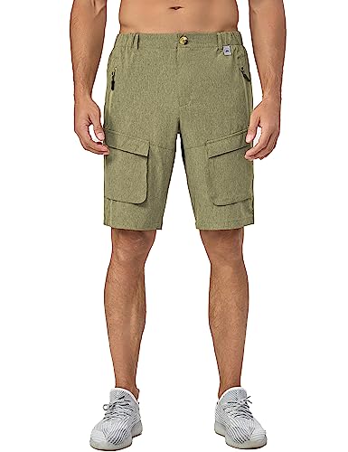 Mapamyumco Men's Hiking Shorts, Quick Dry Shorts Lightweight Cargo Work Shorts With Zipper Pockets, Suitable For Hiking Olive Heather Xl #TOP6