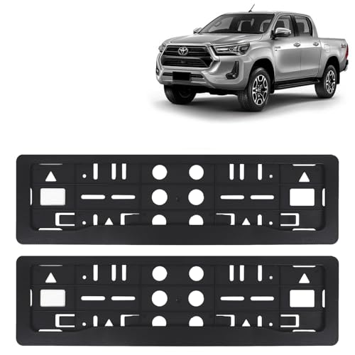 Image of KINGSWAY Hilux Car Number Plate Frames for All 2022 Onwards Models of Toyota Car Registration Plate Holders, Black Licence Plate Covers (Front and Rear), Universal Size 51.5 x 14.5 cm
