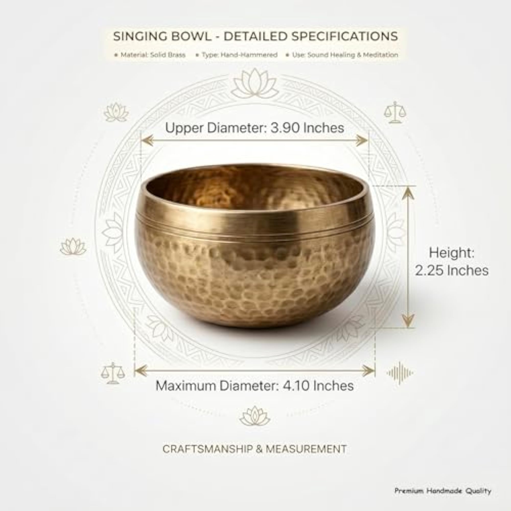 4 Inches Tibetan Hammered Singing Bowl with Mallet and Cushion