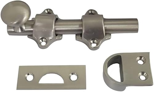 QCAA Perno de puerta holandés de latón macizo, 4 ", níquel satinado cepillado, 1 paquete, fabricado en Taiwán